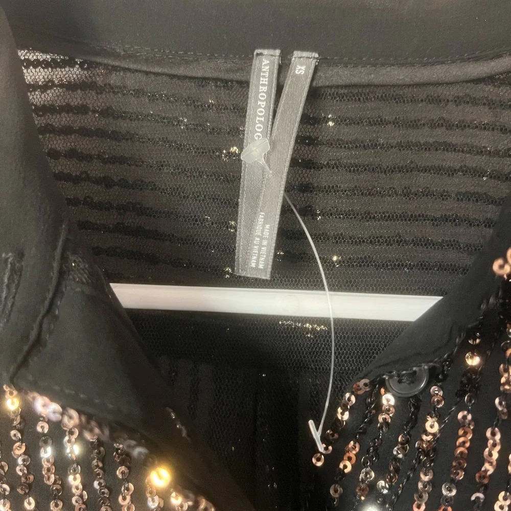 Anthropologie Black and Gold Sequin Blouse - Picture 2 of 3